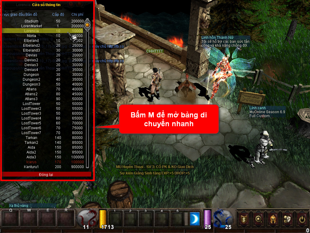 Chức năng chính của Game MU Hồng Long